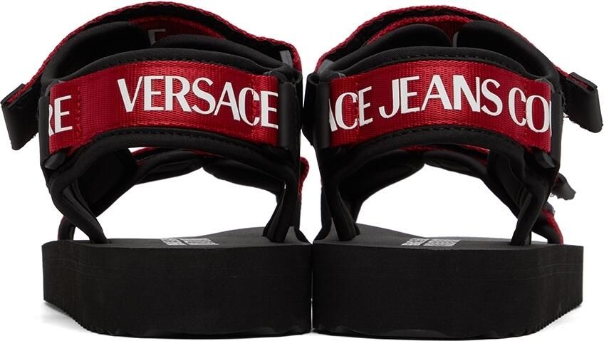 Versace Jeans Couture Black & Red Fondo Strap Sandals