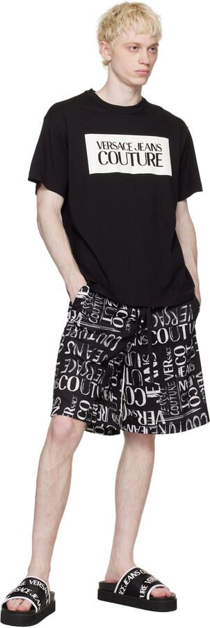 Versace Jeans Couture Black & White Logo Platform Sandals - Picture 4