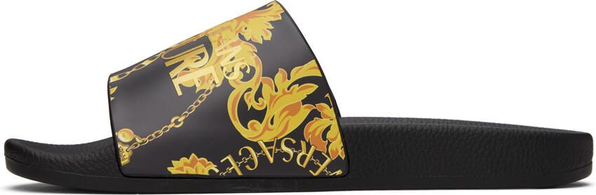 Versace Jeans Couture Black Barocco Slides - Picture 4