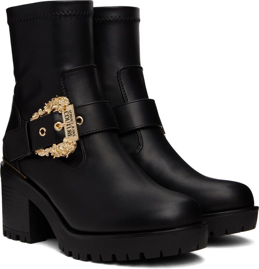 Versace Jeans Couture Black Buckle Ankle Boots