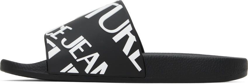 Versace Jeans Couture Black Embossed Pool Slides - Picture 3