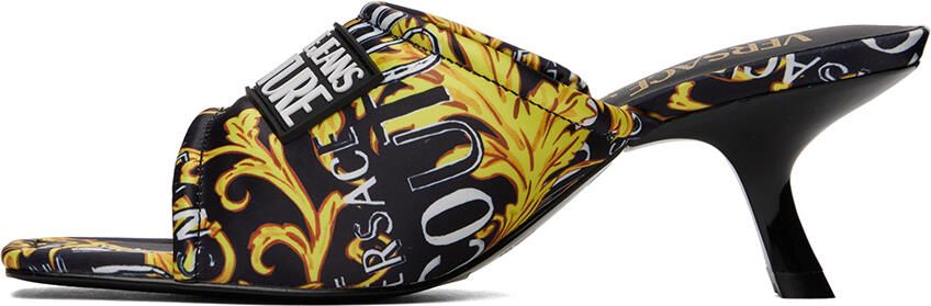 Versace Jeans Couture Black & Gold Arizona Sandals - Picture 3
