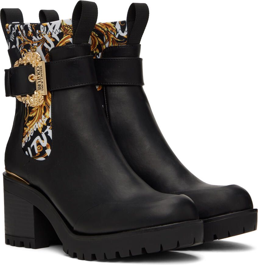 Versace Jeans Couture Black Leather Ankle Boots