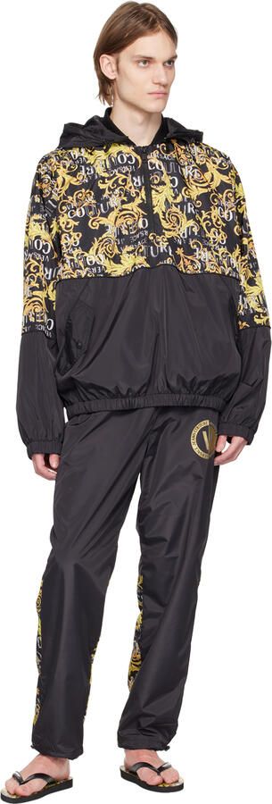 Versace Jeans Couture Black Printed Flip Flops