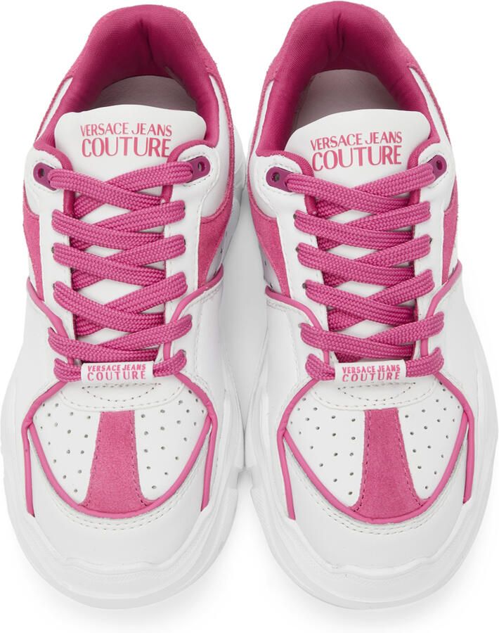 Versace Jeans Couture Off-White & Pink Speedtrack Low Sneakers