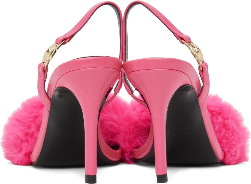 Versace Jeans Couture Pink Fur Emily Heeled Sandals - Picture 2