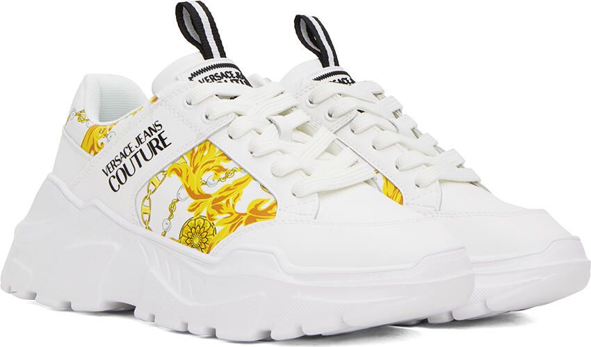 Versace Jeans Couture White & Gold Speedtrack Sneakers - Picture 4