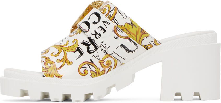 Versace Jeans Couture White & Gold Winny Heeled Sandals - Picture 3