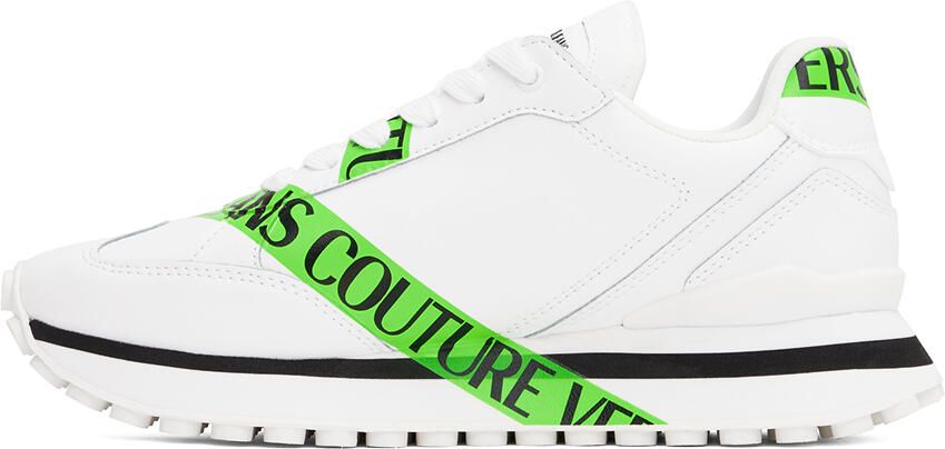 Versace Jeans Couture White & Green Spyke Sneakers - Picture 3