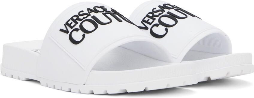 Versace Jeans Couture White Embossed Pool Slides - Picture 2