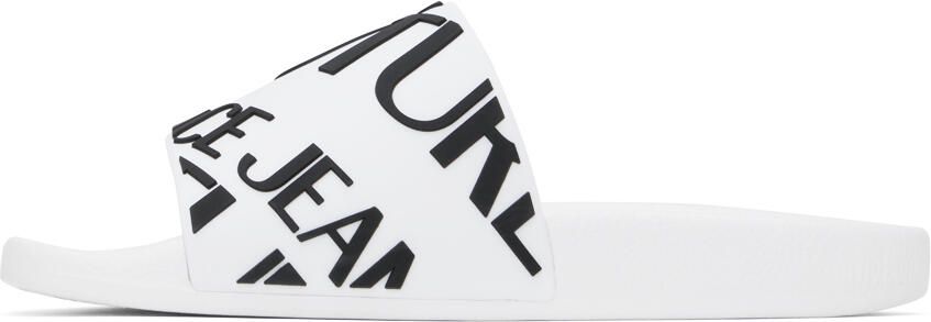 Versace Jeans Couture White Embossed Pool Slides - Picture 3