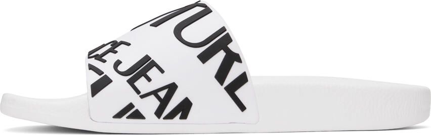 Versace Jeans Couture White Logo Slides - Picture 4
