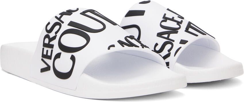 Versace Jeans Couture White Logo Slides - Picture 2