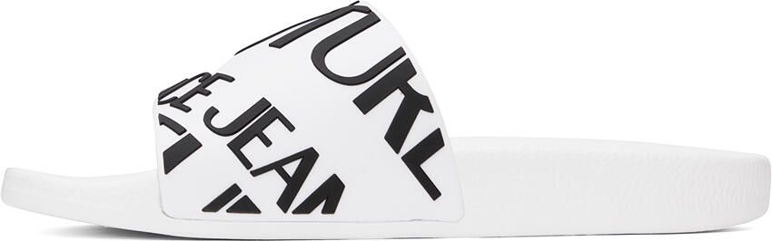 Versace Jeans Couture White Logo Slides - Picture 4