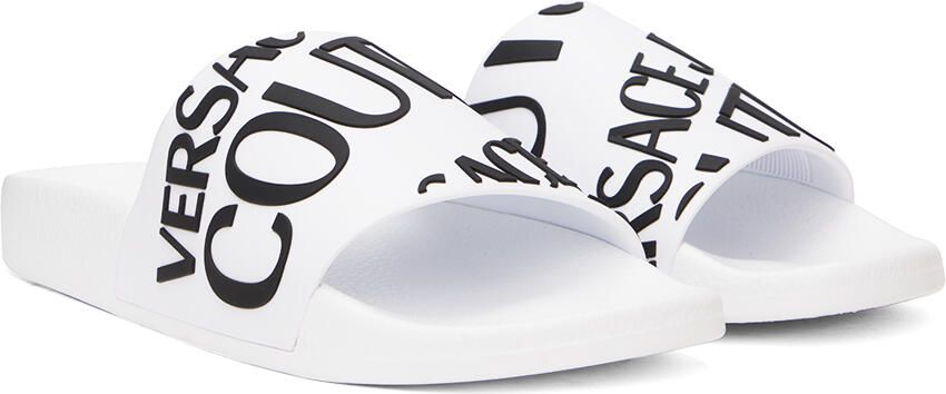 Versace Jeans Couture White Logo Slides - Picture 2