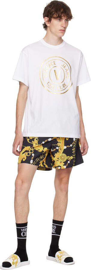 Versace Jeans Couture White Shelly Chain Couture Slides - Picture 3