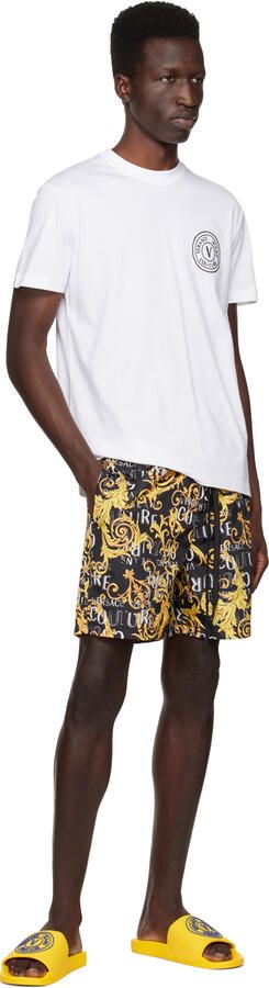 Versace Jeans Couture Yellow Embossed Pool Slides - Picture 4