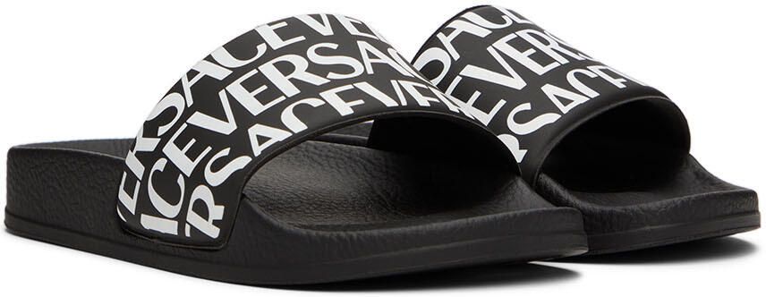 Versace Kids Black Printed Slides - Picture 2