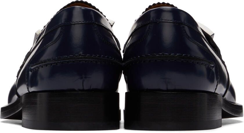 Versace Navy 'La Greca' Plaque Loafer