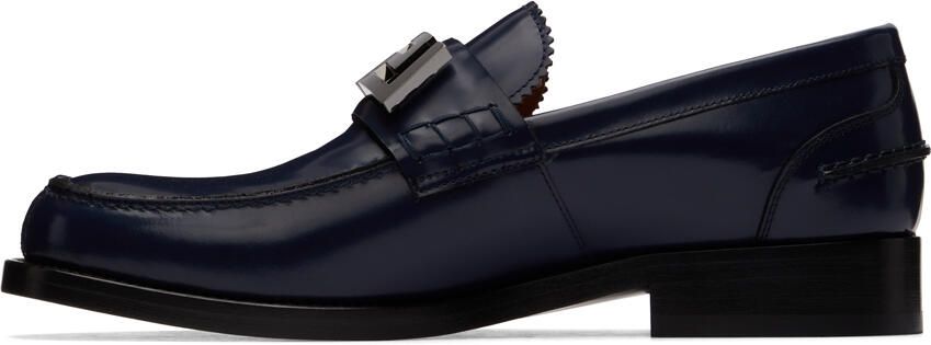 Versace Navy 'La Greca' Plaque Loafer - Picture 3