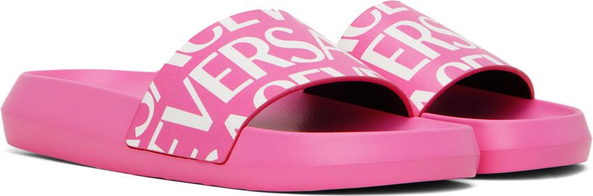 Versace Pink Allover Slides - Picture 3