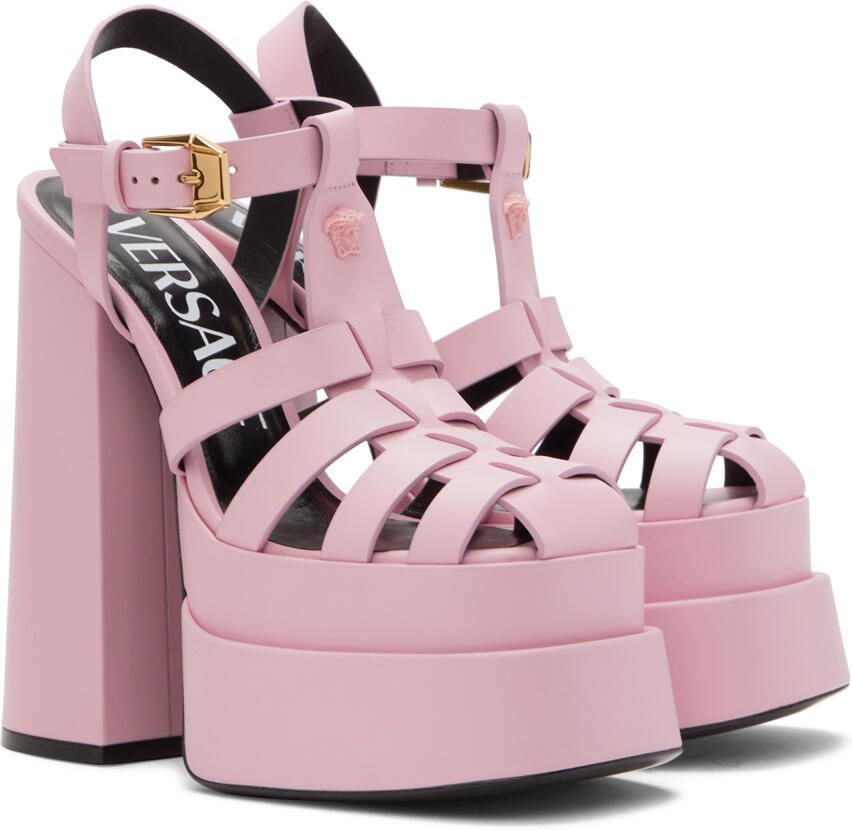 Versace Pink 'La Medusa' Platform Mary Jane Heels