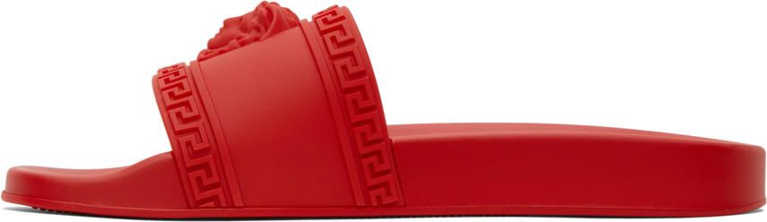 Versace Red Palazzo Pool Slides - Picture 4
