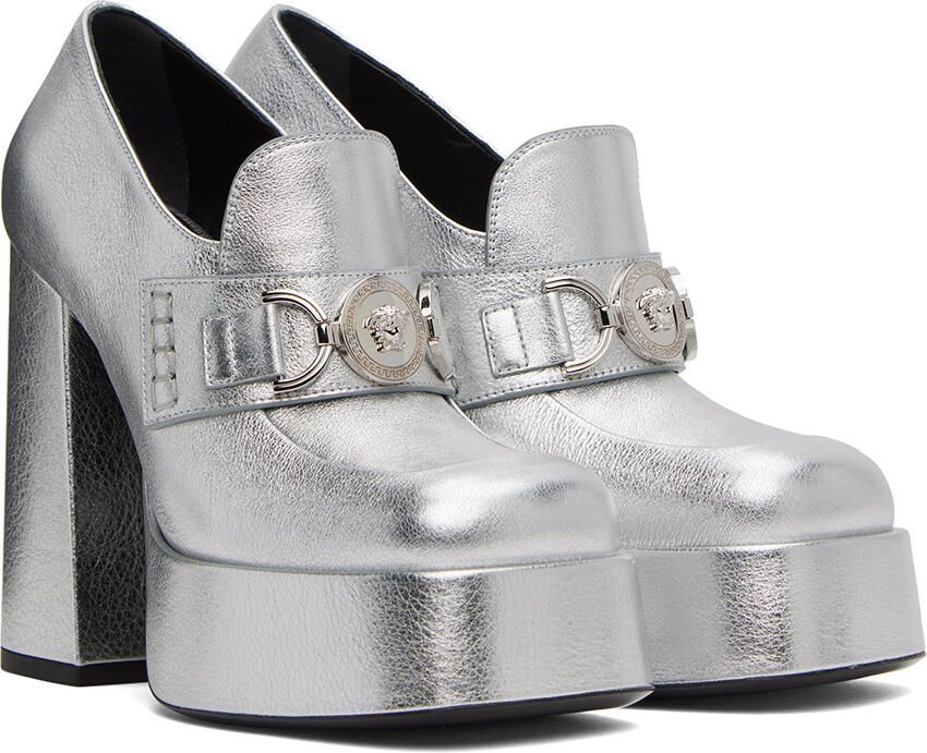 Versace Silver '95 Medusa Platform Pumps - Picture 3