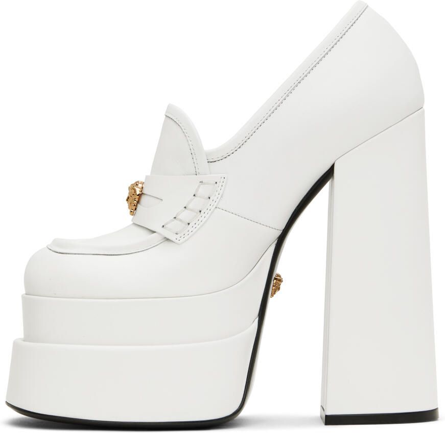 Versace White Aevitas Platform Loafers