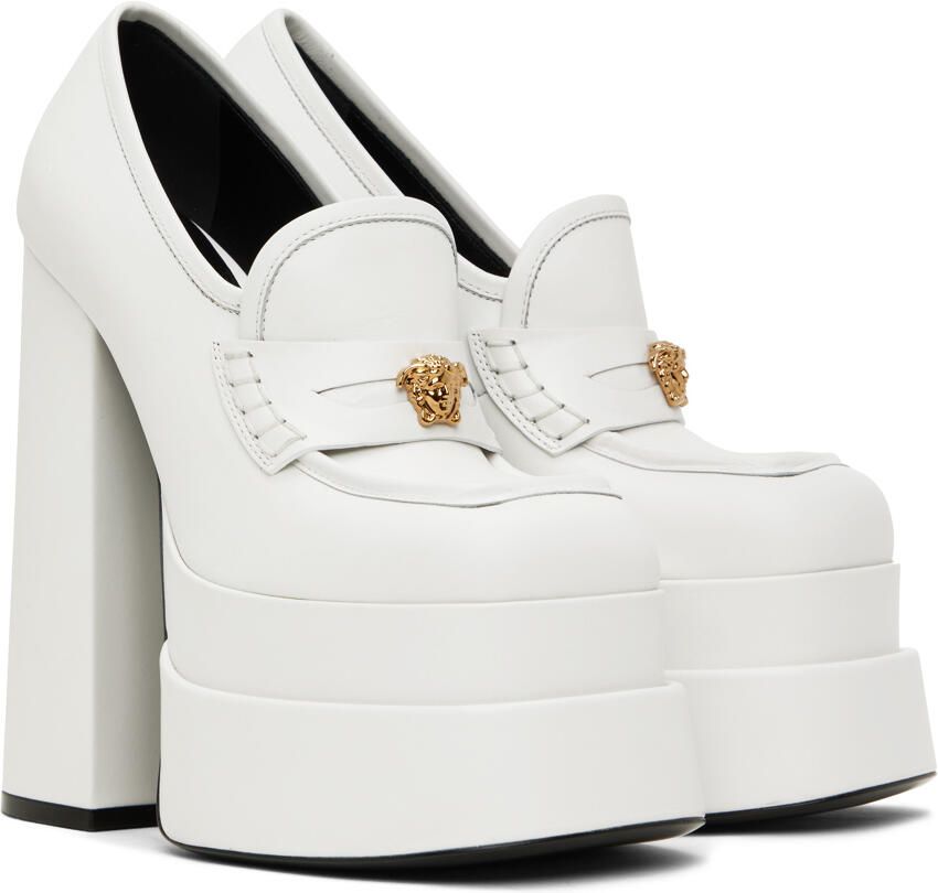 Versace White Aevitas Platform Loafers - Picture 2
