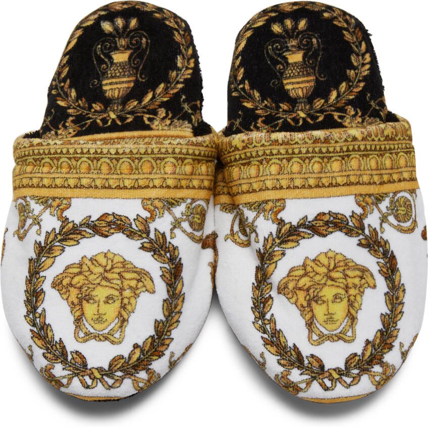 Versace White & Black I Heart Baroque Slippers
