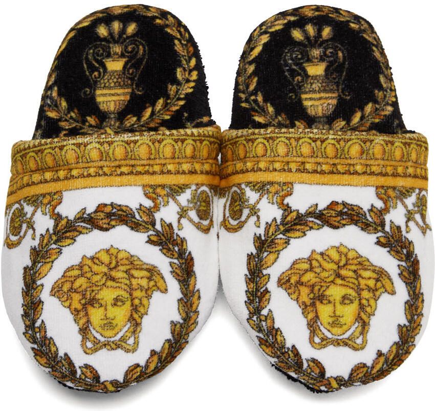 Versace White & Black I Heart Baroque Slippers