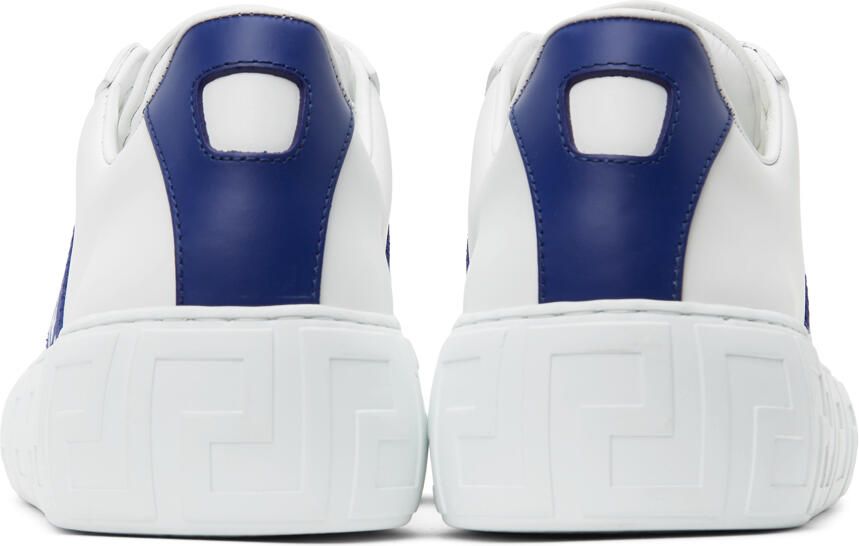 Versace White & Blue Greca Low-Top Sneakers - Picture 2