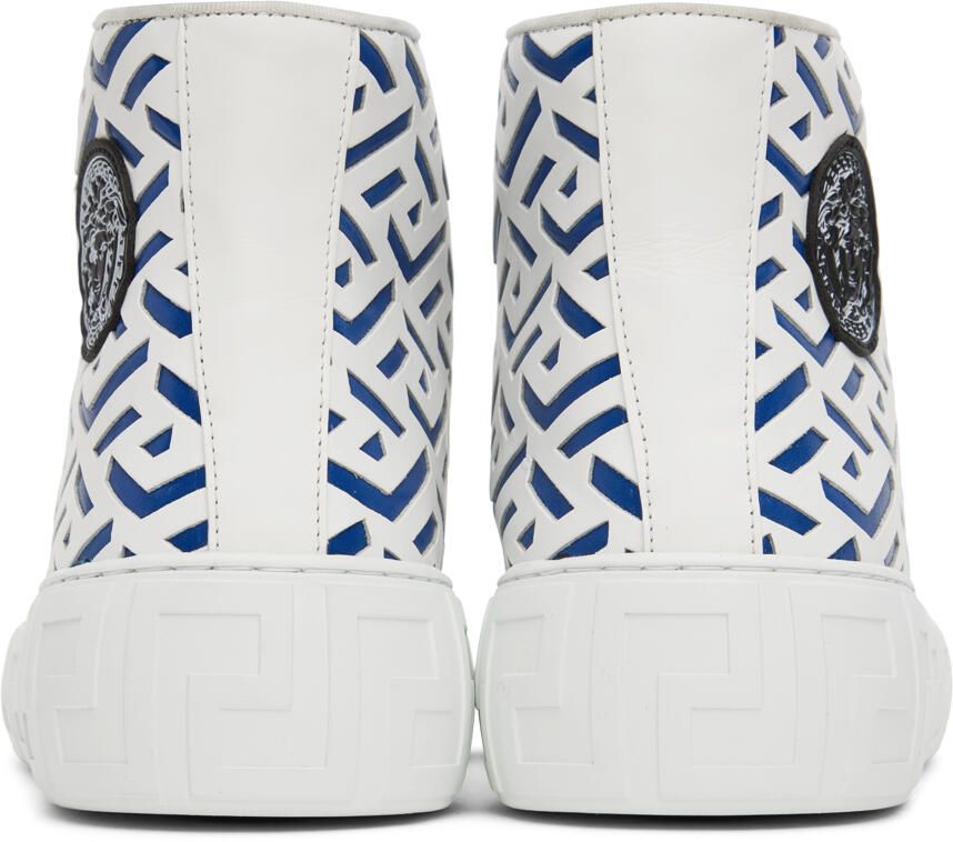 Versace White & Blue Greca Sneakers
