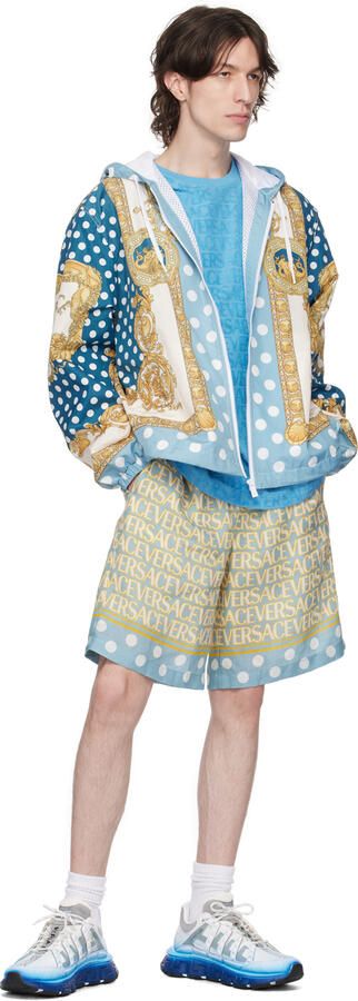 Versace White & Blue Trigreca Sneakers - Picture 4