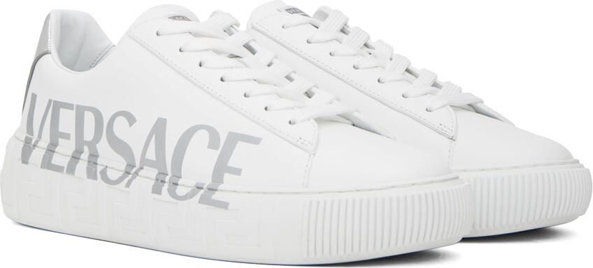 Versace White & Silver Greca Sneakers