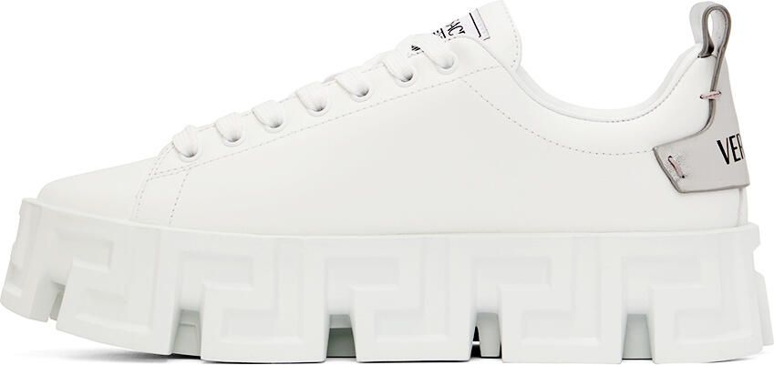 Versace White & Silver 'Greca' Sneakers - Picture 3