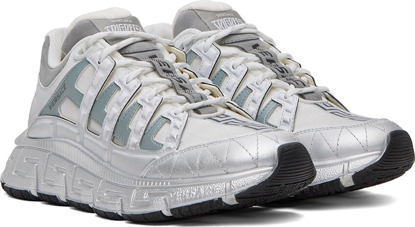 Versace White & Silver Trigreca Sneakers - Picture 2