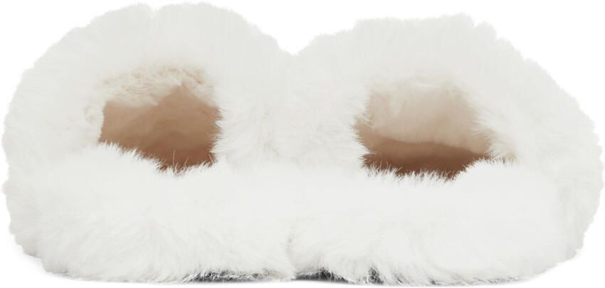 Versace White Faux-Fur Palazzo Slippers