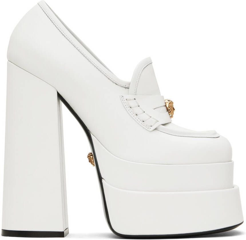 Versace White Aevitas Platform Loafers - Picture 6