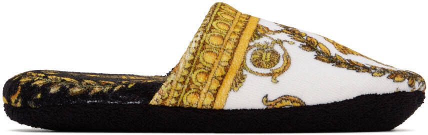 Versace White & Black I Heart Baroque Slippers - Picture 5