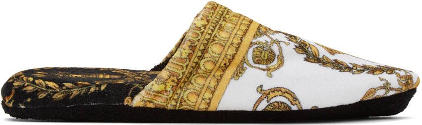 Versace White & Black I Heart Baroque Slippers - Picture 5