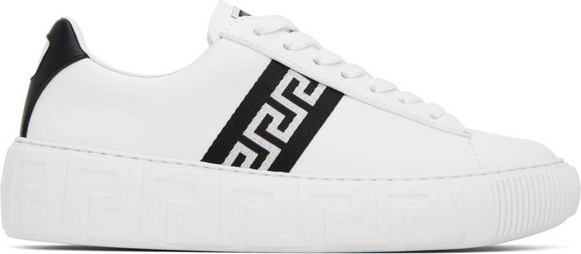 Versace White & Black Greca Sneakers - Picture 3
