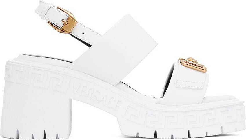 Versace White Medusa Biggie Heeled Sandals - Picture 5