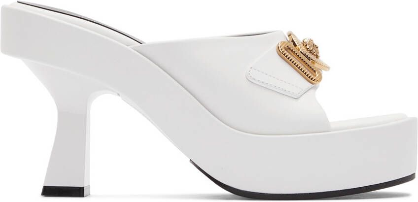 Versace White Medusa Biggie Heeled Sandals - Picture 5