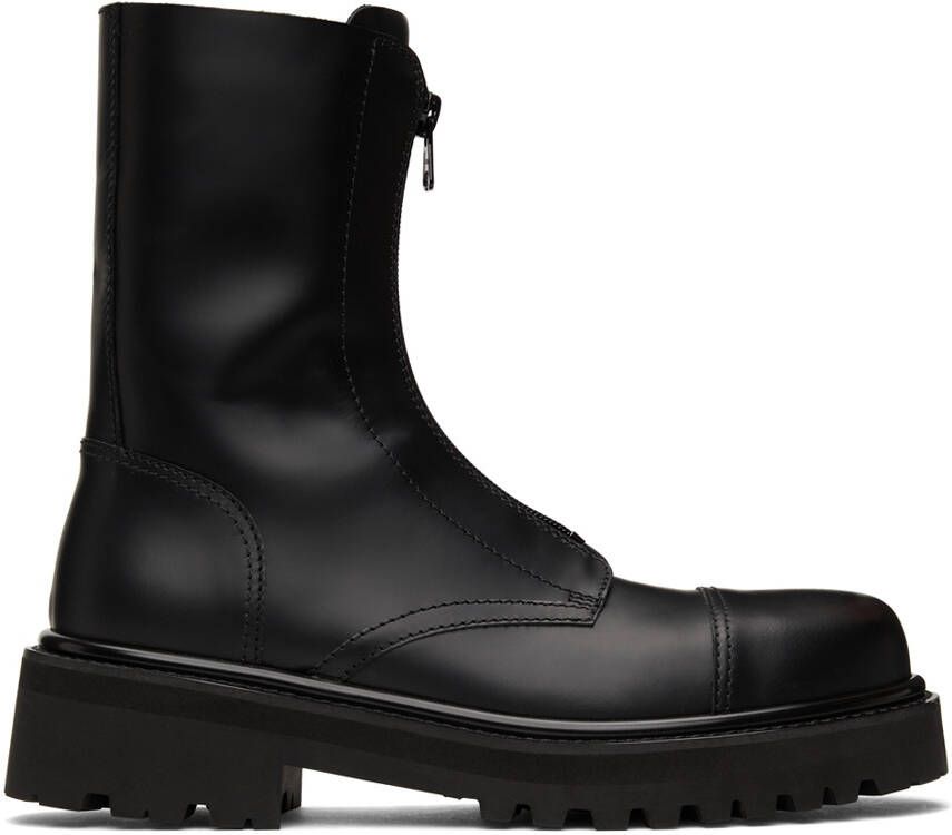 VETEMENTS Leather Zip-Up Police Combat Boots - Picture 3