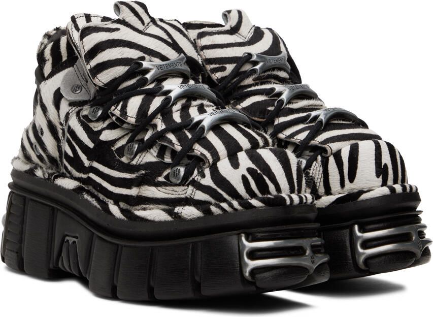VETEMENTS Black & White Newrock Edition Platform Sneakers - Picture 2