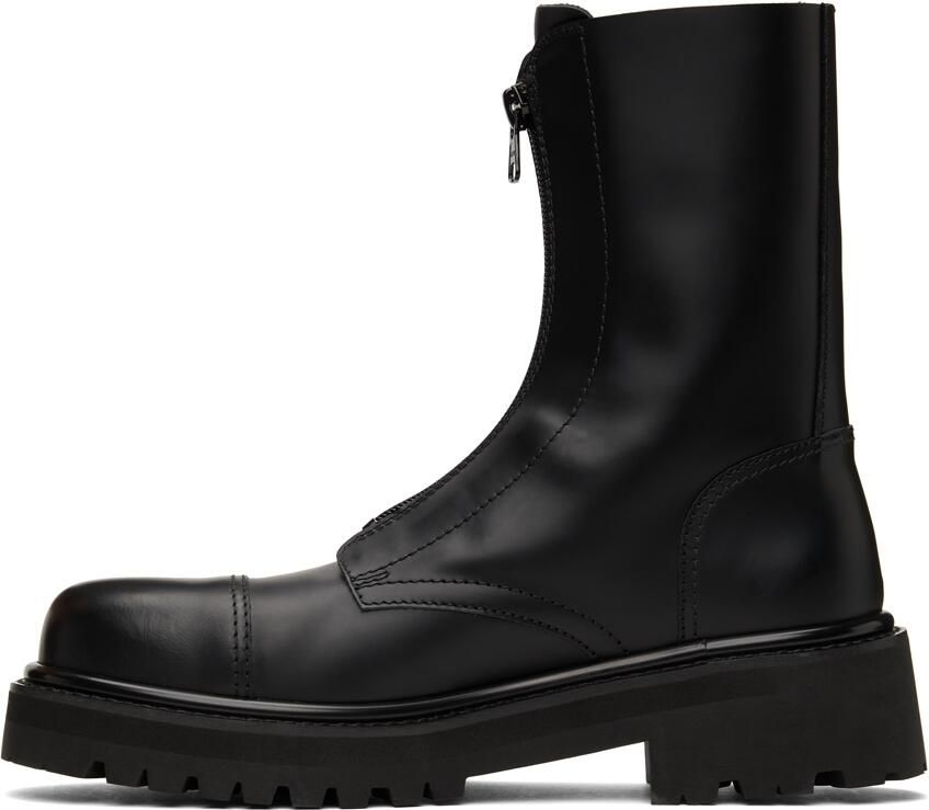 VETEMENTS Leather Zip-Up Police Combat Boots - Picture 2