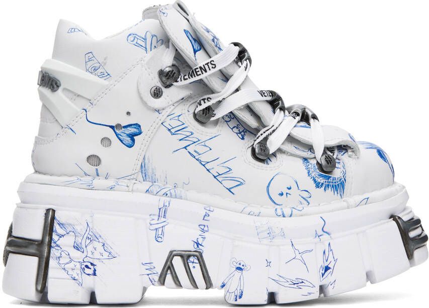 VETEMENTS White New Rock Edition Platform Sneakers - Picture 4