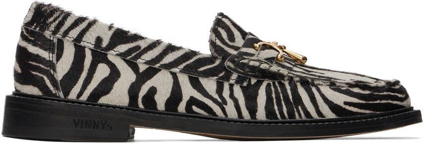 VINNY s Black & White Luxe Mocassin Snaffle Loafers - Picture 5